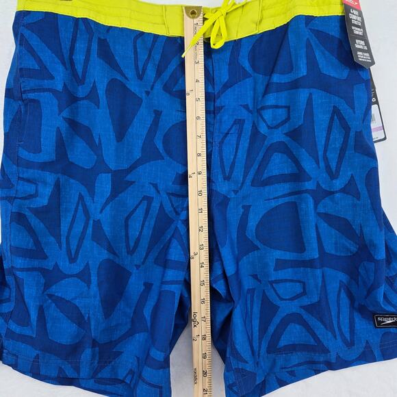 Speedo‎ Men's Boardshort Swim Trunks Blue Yellow XXL UPF 50+ Geometric - Picture 7 of 11